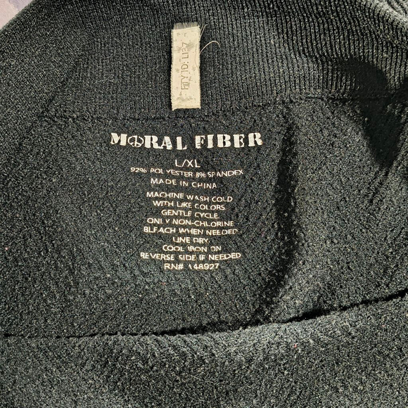 (L/XL) Women's Moral Fiber Black Textured Fleece Lined Leggings - Picture 2 of 5